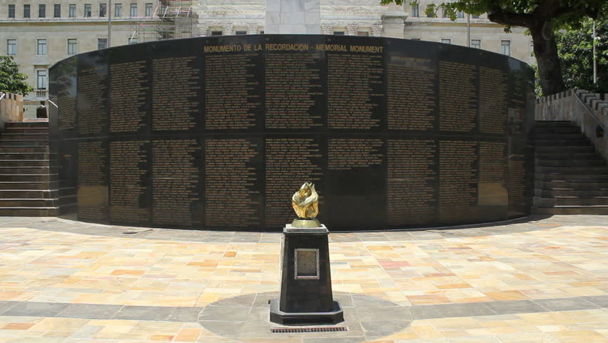 San Juan, Puerto Rico - July 29, 2012: Veteran Memorial plaza in front of the Capitol Building - fallen in action.