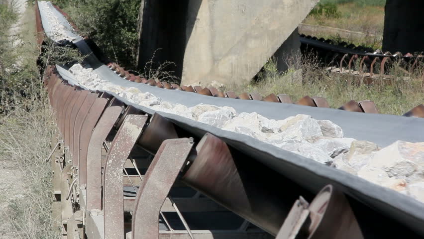 Long conveyor belt transporting stones to the manufacturing plant about 5 miles away.