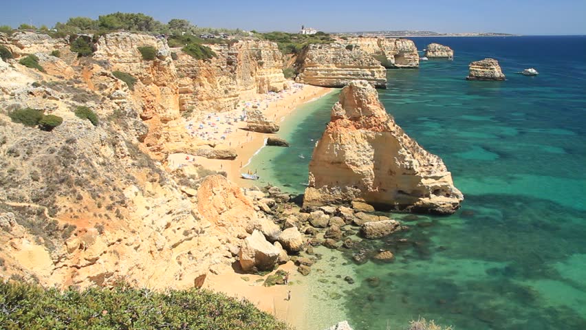 Overview of Praia da Marinha - Marinha Beach, Algarve, Portugal