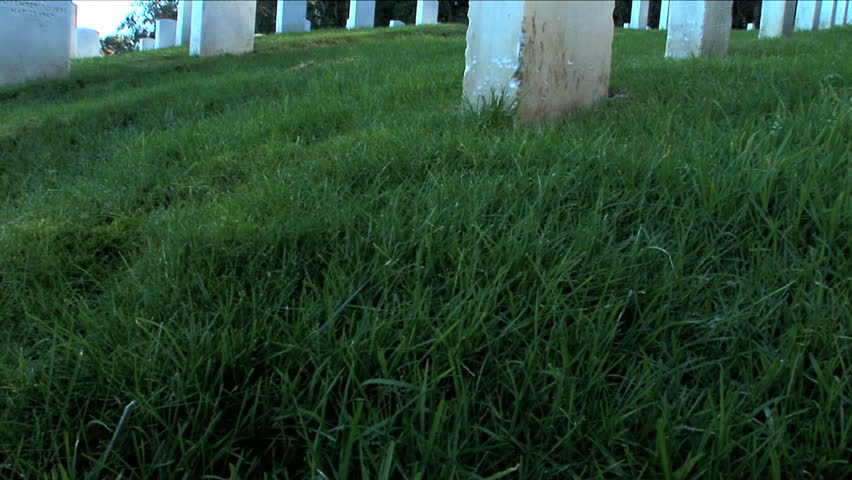 Silent rows of memorial headstones in San Francisco USA