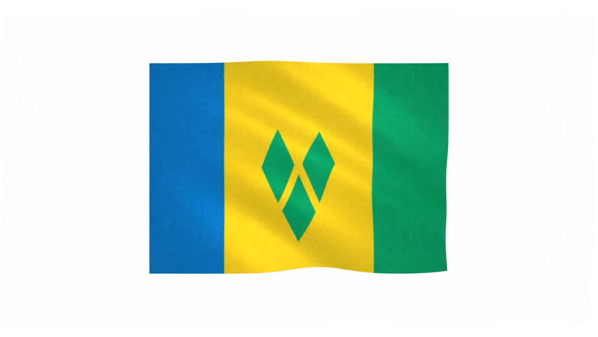 Flag Of Saint Vincent And The Grenadines Waving In The Wind With 