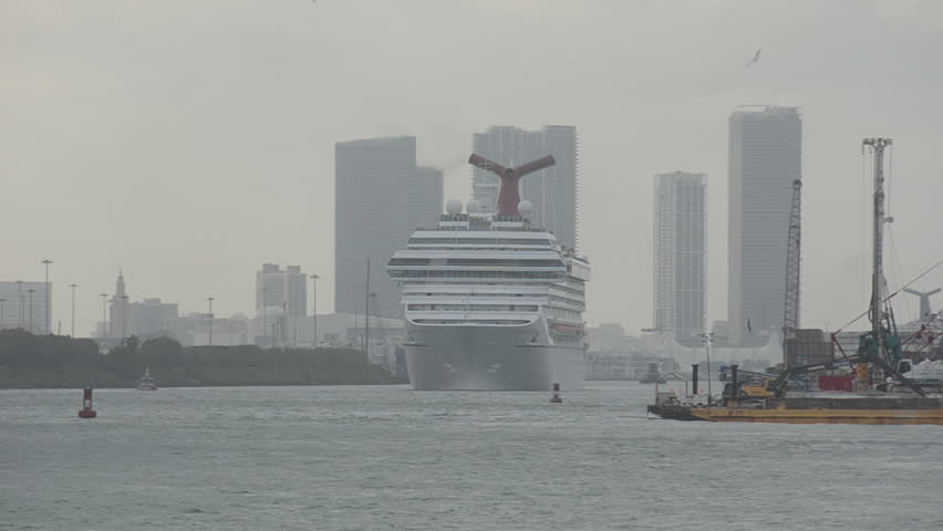 Ocean liner leaving Miami, florida