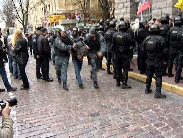 KIEV - MAY 6: The Ukrainian police arrest opposition protestors on May 6, 2012 in Kiev, Ukraine.