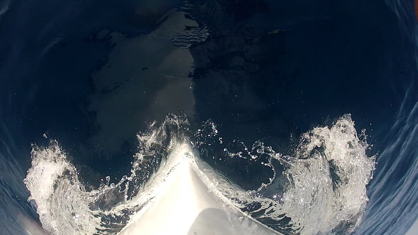 Prove and the blue sea
 White cutwater and blue sea

