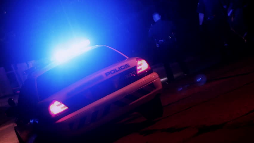 Police cars stopped at a recent accident.