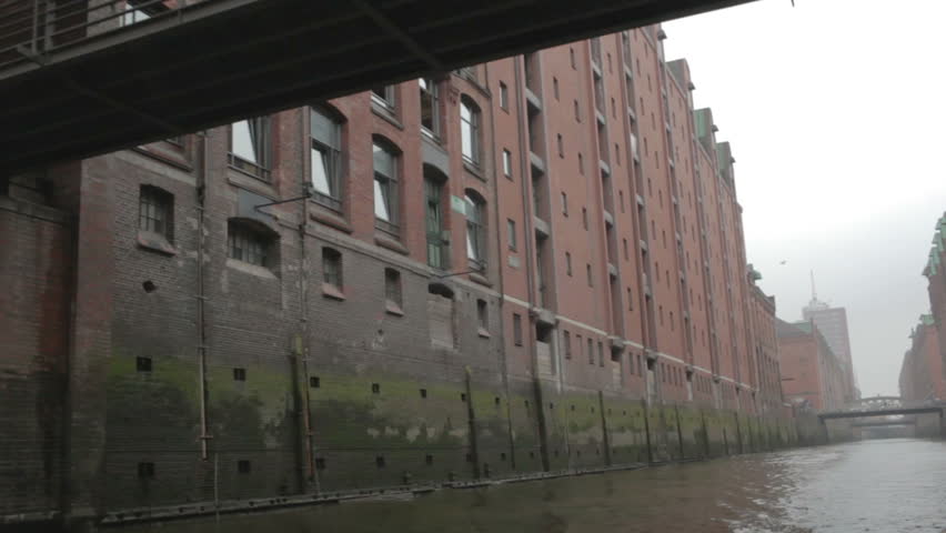 Sail under the bridge across the Elbe river