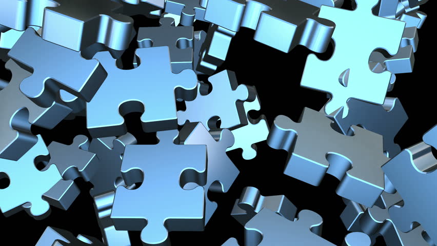 Puzzle pieces flying