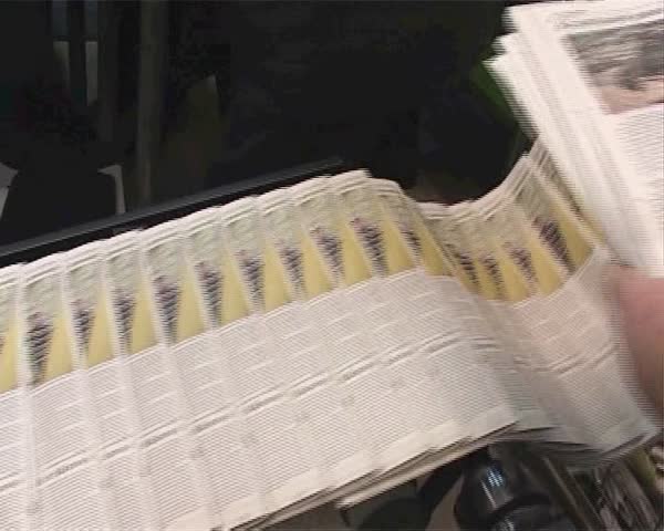 18 August, 2008. Slovakia. Tatras. At a small paper factory print fresh morning newspaper.
