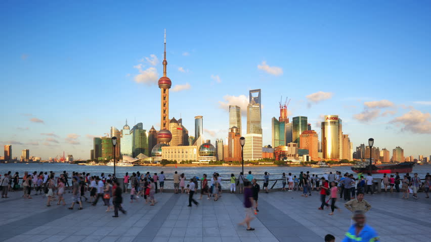 SHANGHAI - CIRCA OCT 2012: Timelapse(Hyper-move) of Shanghai Pudong viewed from the Bund circa October 2012 in Shanghai, China.
