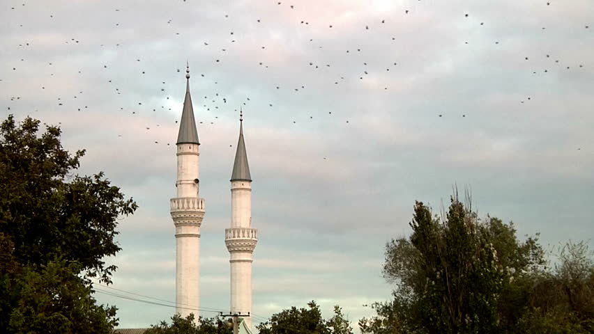 minaret of the mosque, three shots