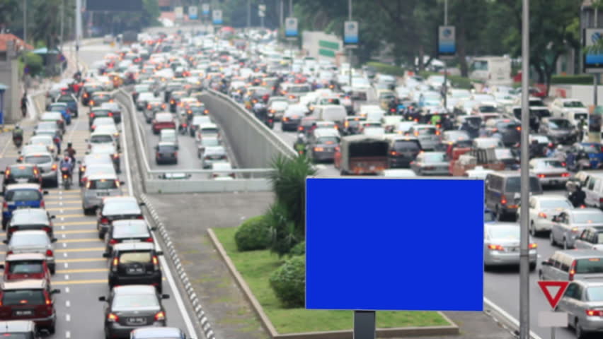 empty billboard in traffic jam, ideal for advertisement