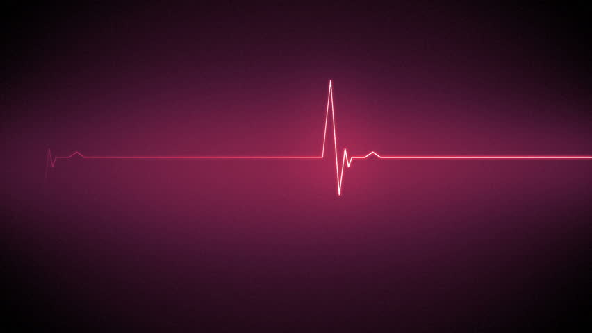 Pink ECG heart monitor line on black background