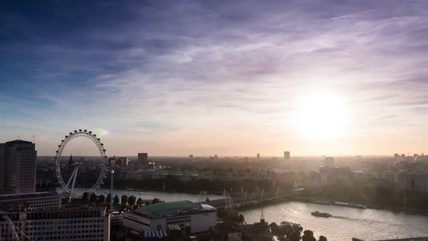 London skyline sunset time lapse
