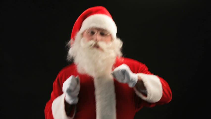 Cheerful Santa Claus partying on Christmas eve