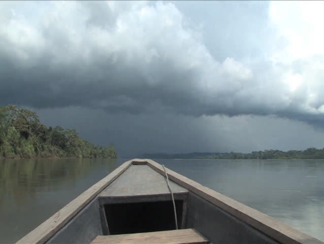 Down pour coming on the Amazon River