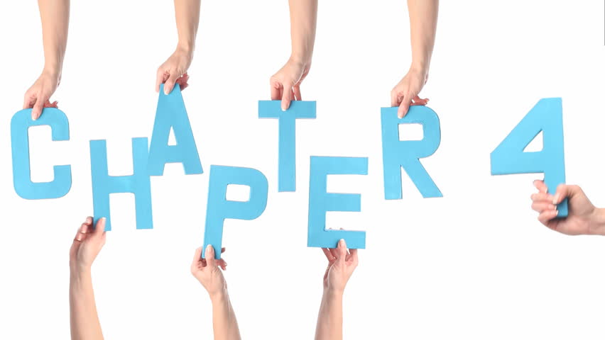 Female hands holding letters CHAPTER 4