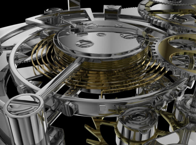 Clockwork mechanism with alpha-channel in NTSC-mode. 