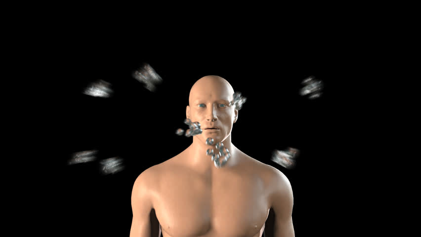 3d visual of Streptococcus pneumoniae water-borne virus entering a male model's pulmonary system via inhaled air with x-ray vision tracing particle pathway into right lung
