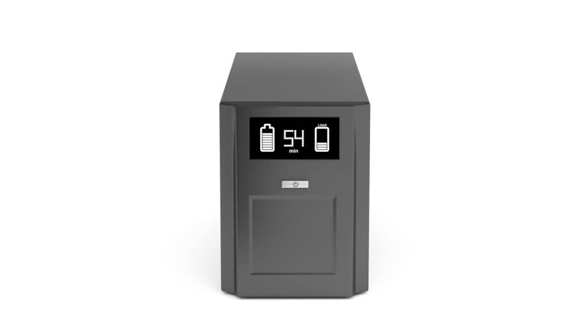 Uninterruptible power supply rotates on white background
