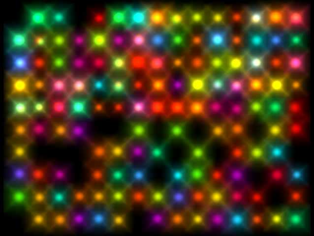 	 Light matrix of color shimmering spherical spotlights