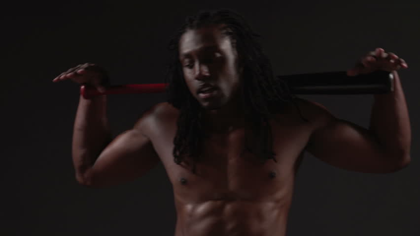 Weightlifting, slow motion shot of fit African American Man