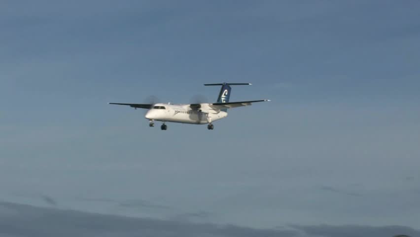 WELLINGTON, NEW ZEALAND - CIRCA SEPTEMBER 2011: Plane coming into land at Wellington airport runway
