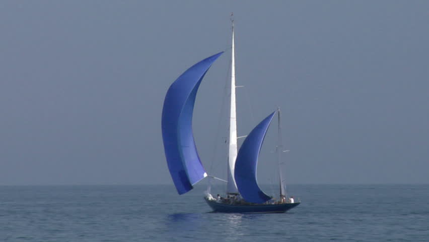 Old sailing boat in Mediterranean Sea during a regatta.