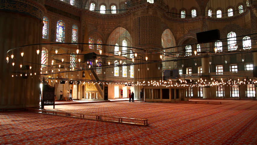 Inside the Blue mosque. Istanbul, Turkey