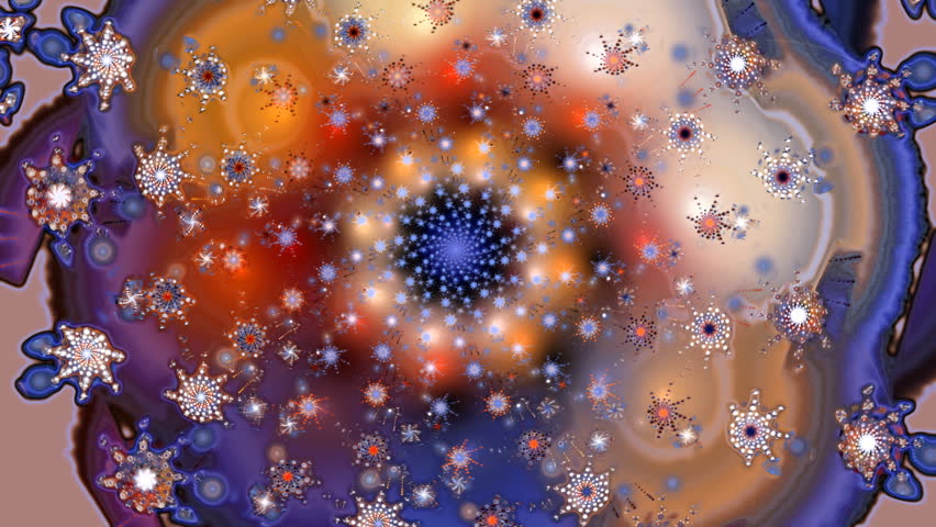 Spiral composition in orange and blue seamless loop fractal