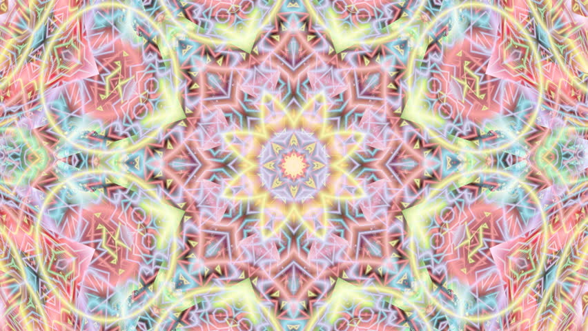 Pastel complex star mandala composition rotating color