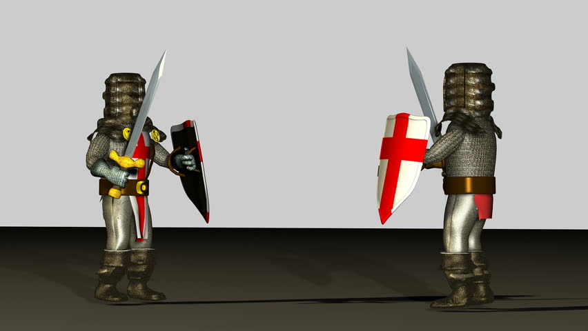 Knights sword fight animation. sequence. 