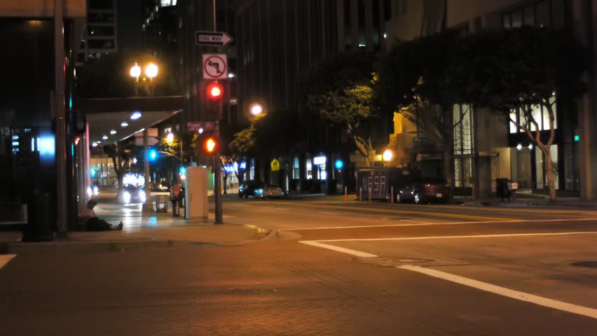 Quiet street in los angeles at night 