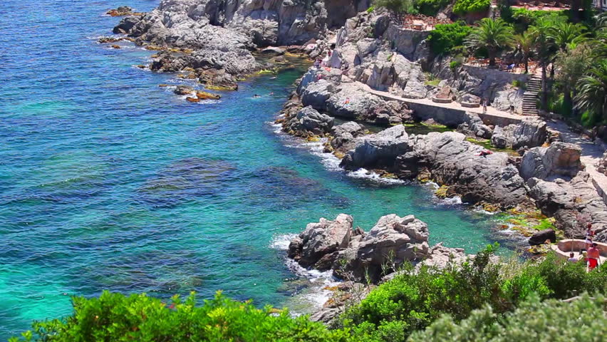 Lloret de Mar, crystal clear water in Mediterranean Sea, Costa Brava in Catalonia, Spain
