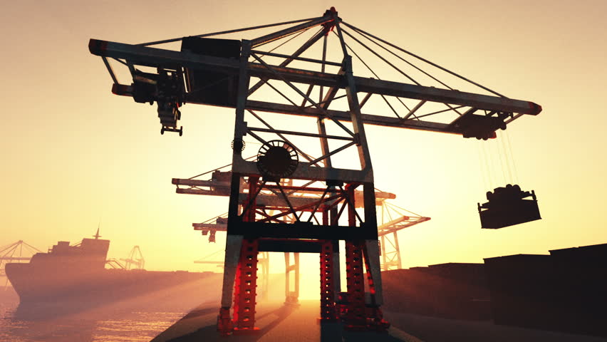 Industrial Port 3 Sunset Sunrise 3D render