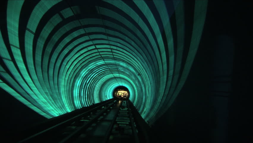 China, Shanghai, The Bund, Bund sightseeing tunnel, slow shutter speed