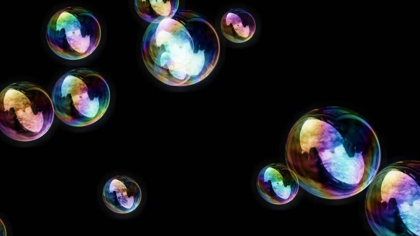 Soap Bubbles / Black Background - Calm Video Background Loop /// Soap Bubbles. Lots of them. Rendered in front of a black background, so this video loop can be used in conjunction with a projector.