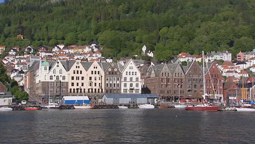 BERGEN, NORWAY:  skyline hanseatic town of Bryggen. Bryggen was an important Hanseatic town from the 14th to the 16th century and is a World Heritage Site.