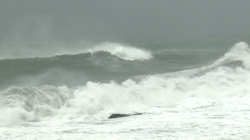 Hurricane Storm Surge Waves Crash Ashore - Shot in full HD 1920x1080 30p on Sony EX1 XDCAM.