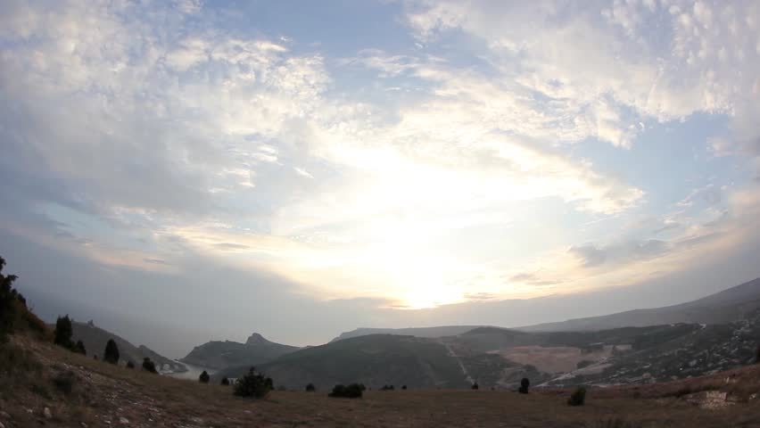 Timelapse sunset in the mountains. Balaklava, Crimea, Ukraine
