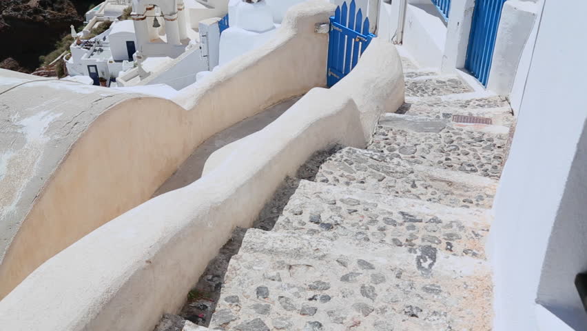 SANTORINI, GREECE 2012 Tilt up to a Greek Orthodox church on the Greek island of Santorini.