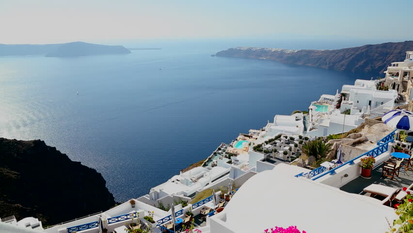 SANTORINI, GREECE 2012 White houses line the hillsides of the Greek Island of Santorini.