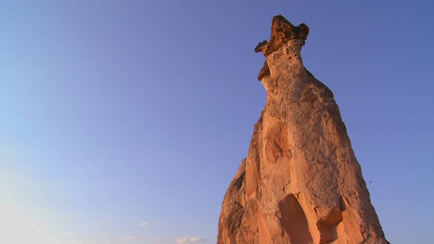 CAPPADOCIA, TURKEY, 2012 Bizarre geological formations looks like a cowboy wearing a hat at Cappadocia, Turkey.