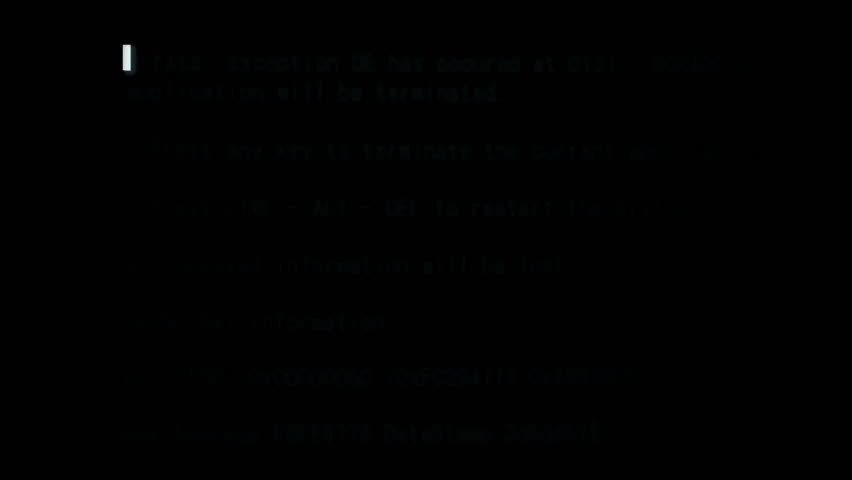 fatal error, data on computer screen