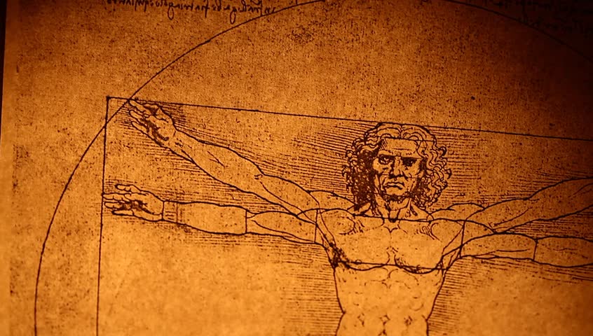 Photo of the Vitruvian Man by Leonardo Da Vinci from 1492 