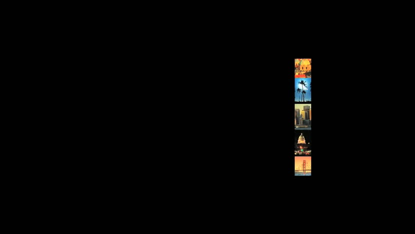Moving panels of multiple aviation & travel clips