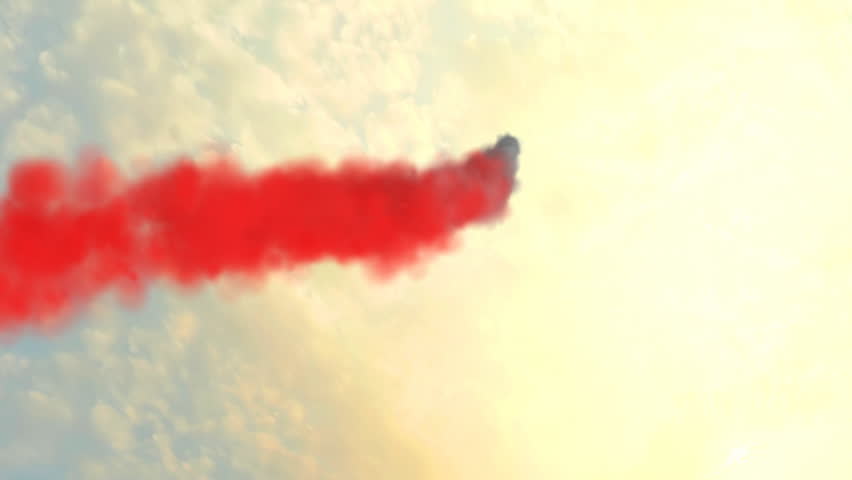 smoke trail forms red heart in the sky