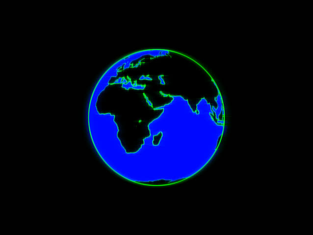 Earth rotating. Glorious planet earth rotating around, not standing still or waiting for anybody. Graphic map, no clouds.