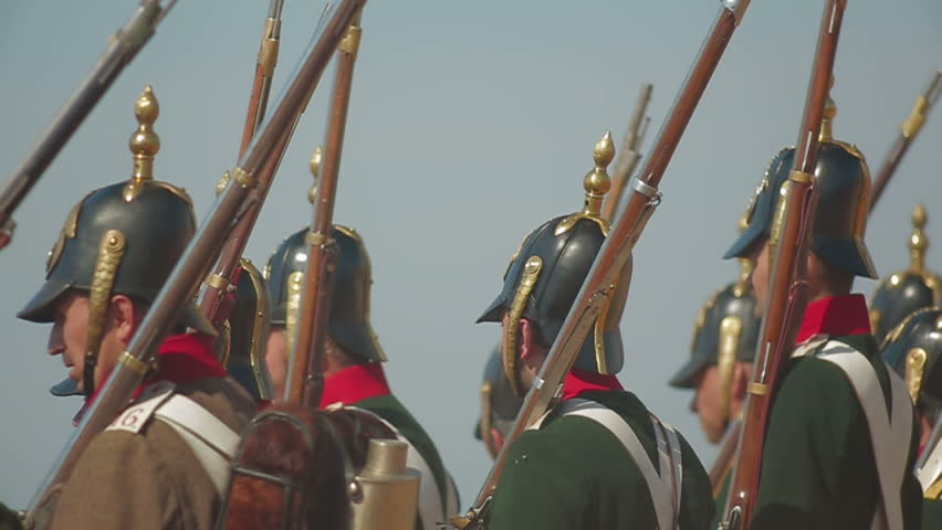 CRIMEA, UKRAINE â SEPTEMBER 29, 2012: Troops during reenactment of Battle of Alma (Crimean War 1853 - 1856) on a historical festival in Crimea.