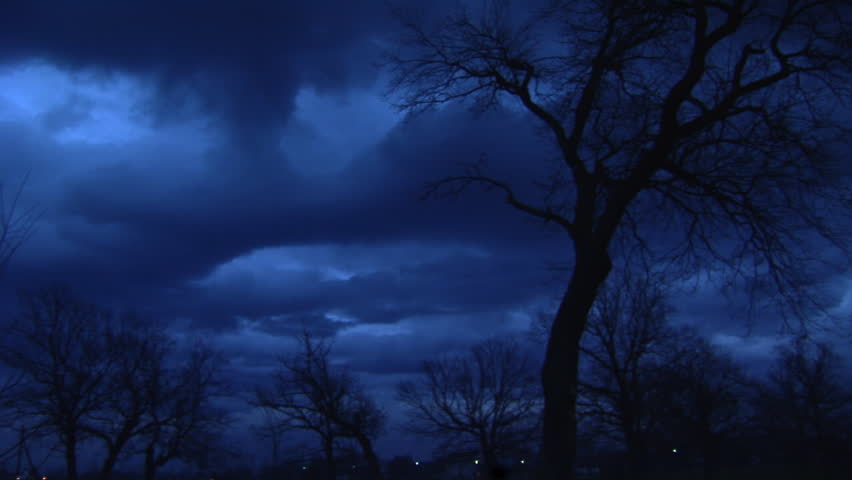 Mystic Night Time Lapse with Ghost Tree. Ideal for horror and Halloween.
