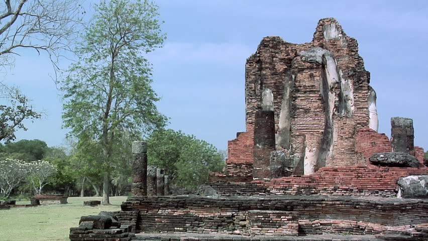 Buddha Statues at the Ruins of Wat Phra Phai Luang at the Historical Park of old Sukhothai